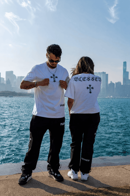 PHANTOM4 Blessed Cross White Oversized T-Shirt - Phantom 4