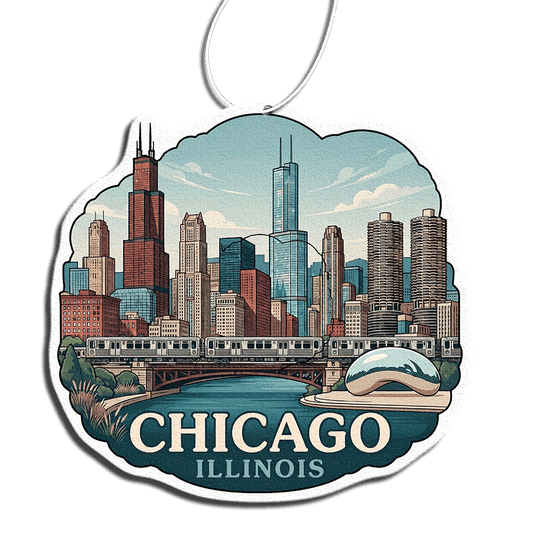 Phantom4 Chicago Illinois Skyline Car Air Freshener - Phantom 4