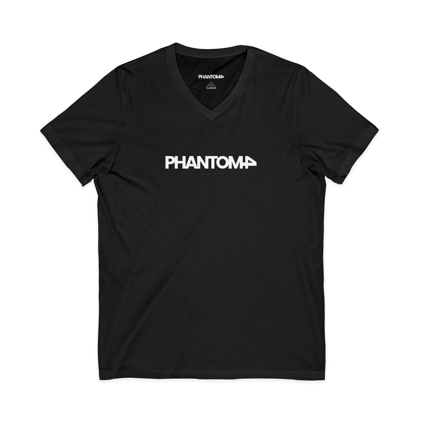 Phantom Logo V-Neck Tee — Minimalist Retro Band-Style Shirt