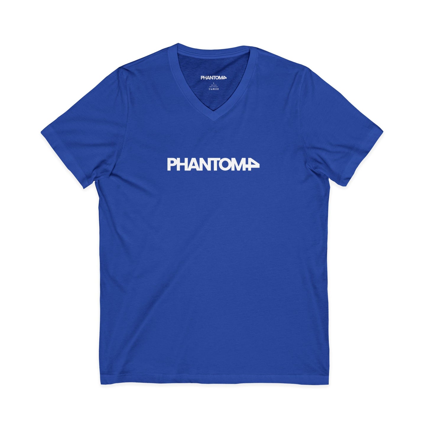 Phantom Logo V-Neck Tee — Minimalist Retro Band-Style Shirt
