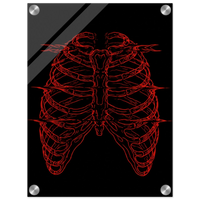 Anatomical Ribcage – Red Line Acrylic Glass Art