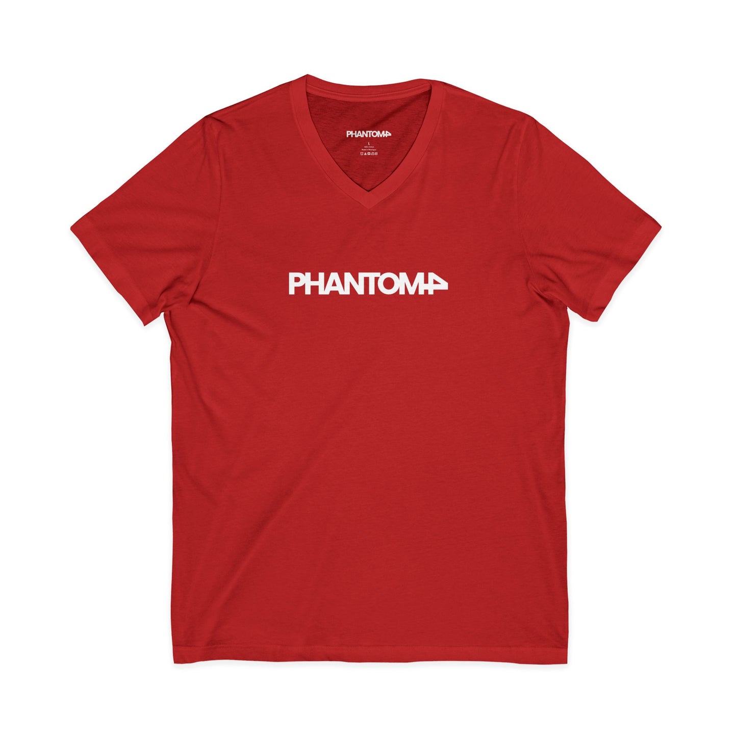 Phantom Logo V-Neck Tee — Minimalist Retro Band-Style Shirt