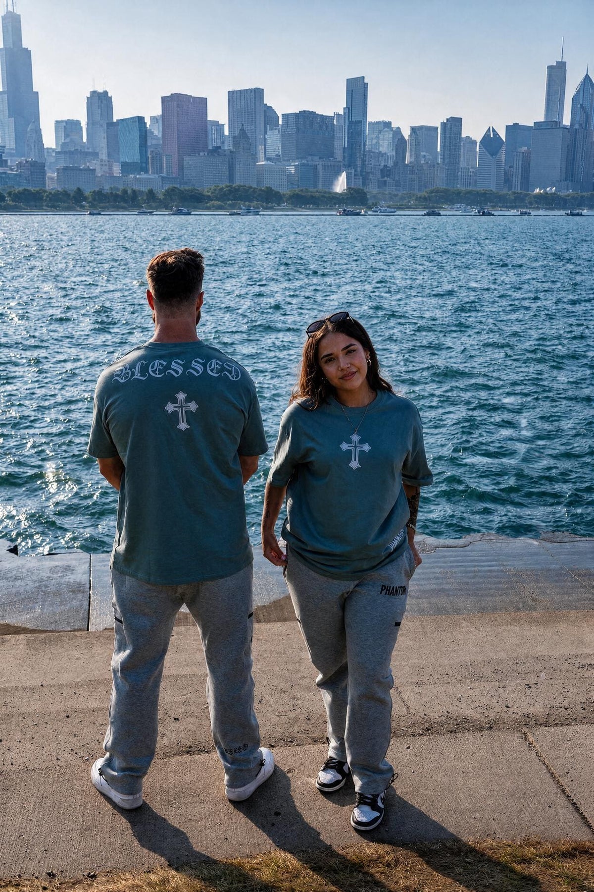 PHANTOM4 Blessed Cross Green Oversized T-Shirt