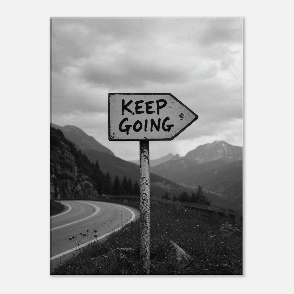 Keep Going – Mountain Road Motivation Canvas Art