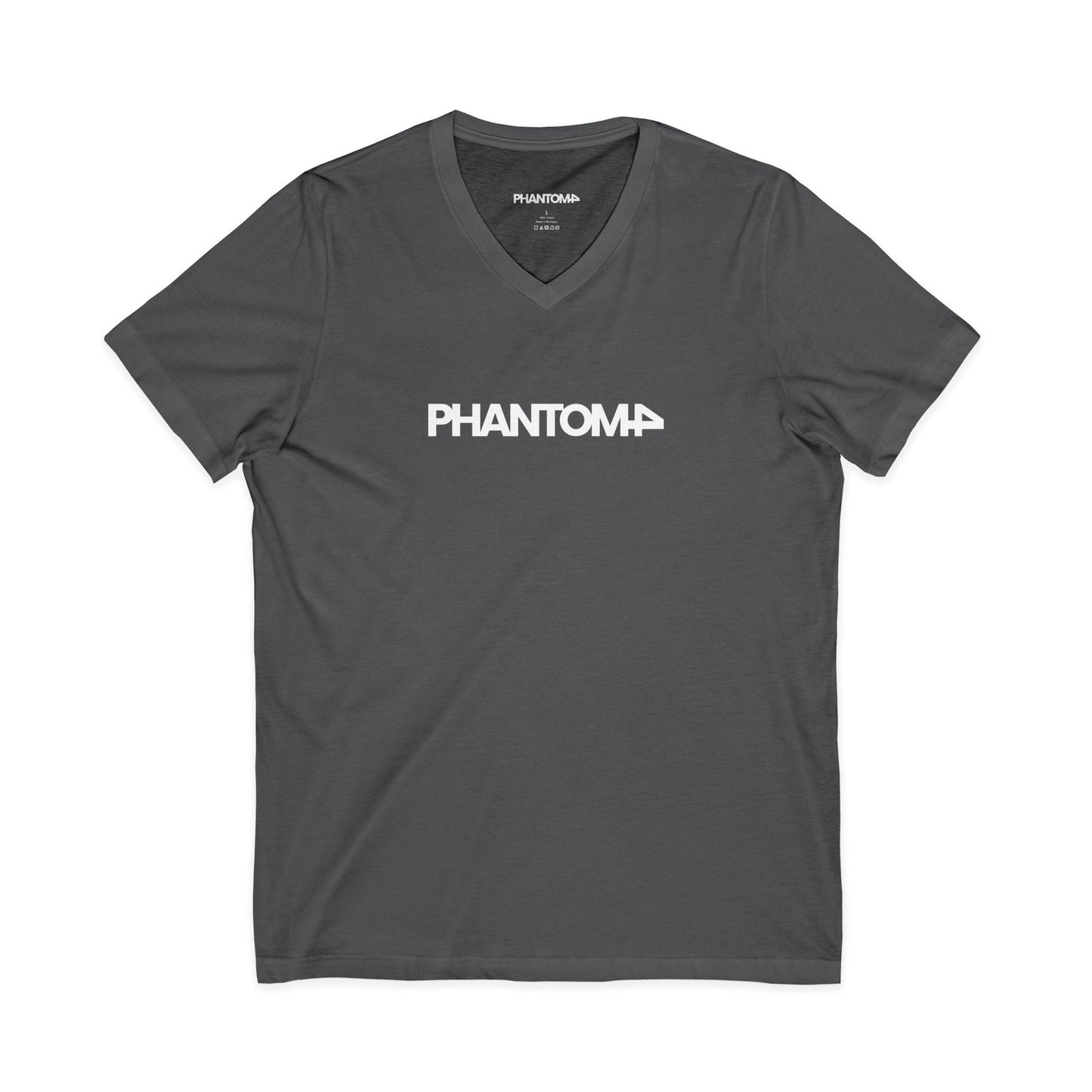 Phantom Logo V-Neck Tee — Minimalist Retro Band-Style Shirt