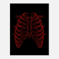 Anatomical Ribcage – Red Line Art Canvas