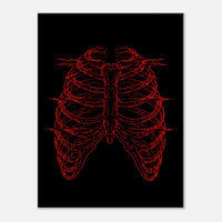 Anatomical Ribcage – Red Line Art Canvas