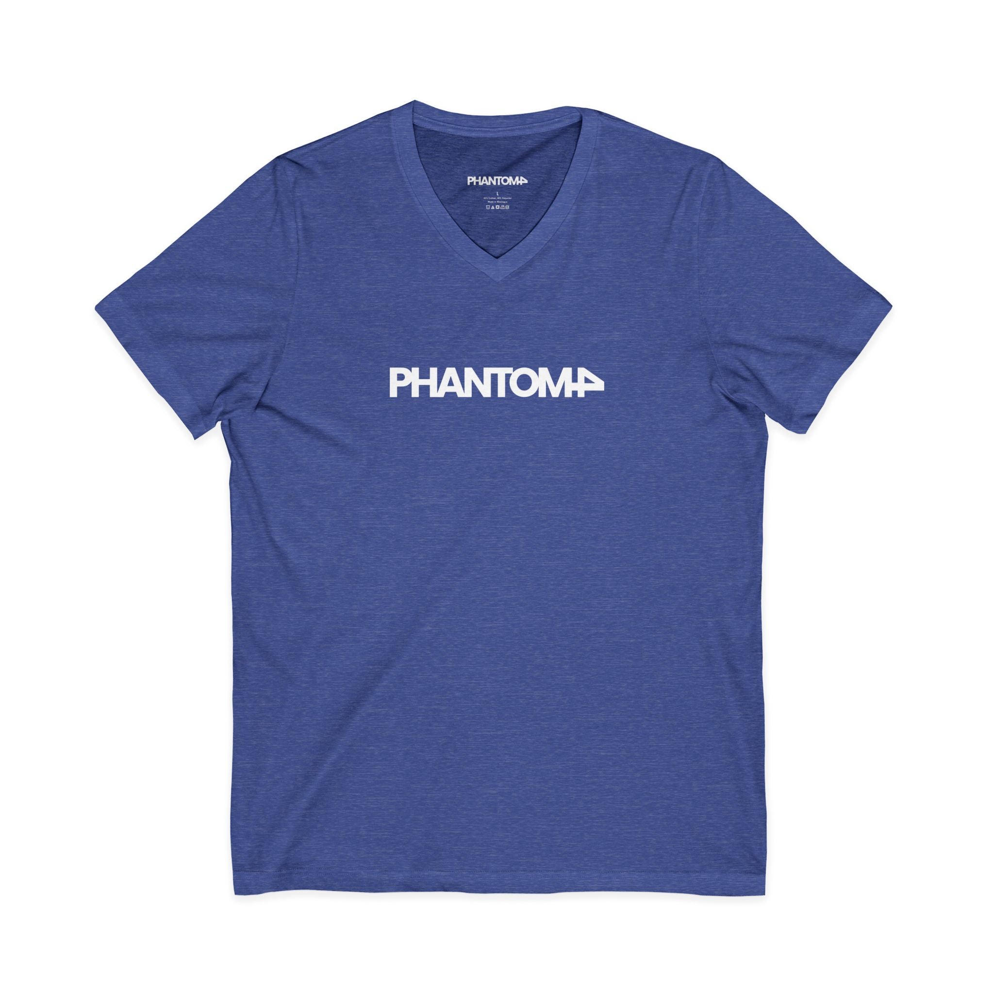 Phantom Logo V-Neck Tee — Minimalist Retro Band-Style Shirt