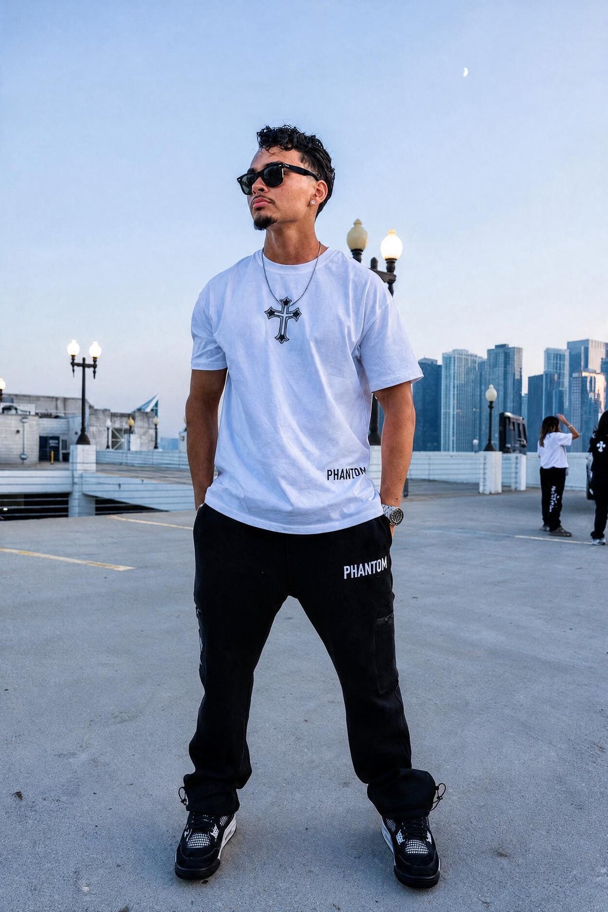 PHANTOM4 Blessed Cross White Oversized T-Shirt