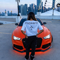 PHANTOM4 Blessed Cross White Oversized T-Shirt