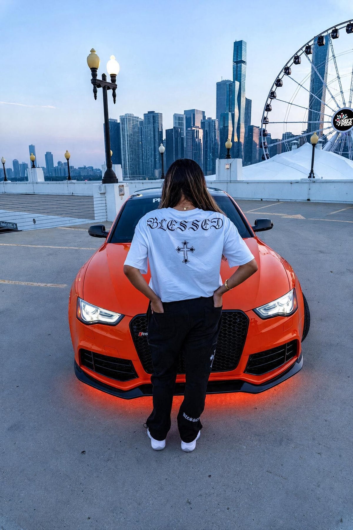 PHANTOM4 Blessed Cross White Oversized T-Shirt