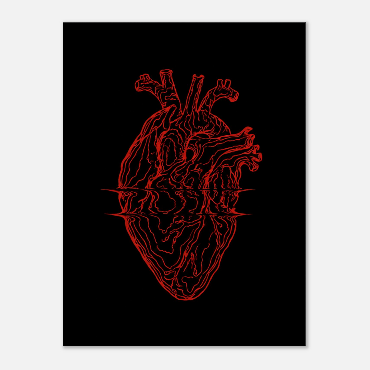 Anatomical Heart – Red Line Art Canvas
