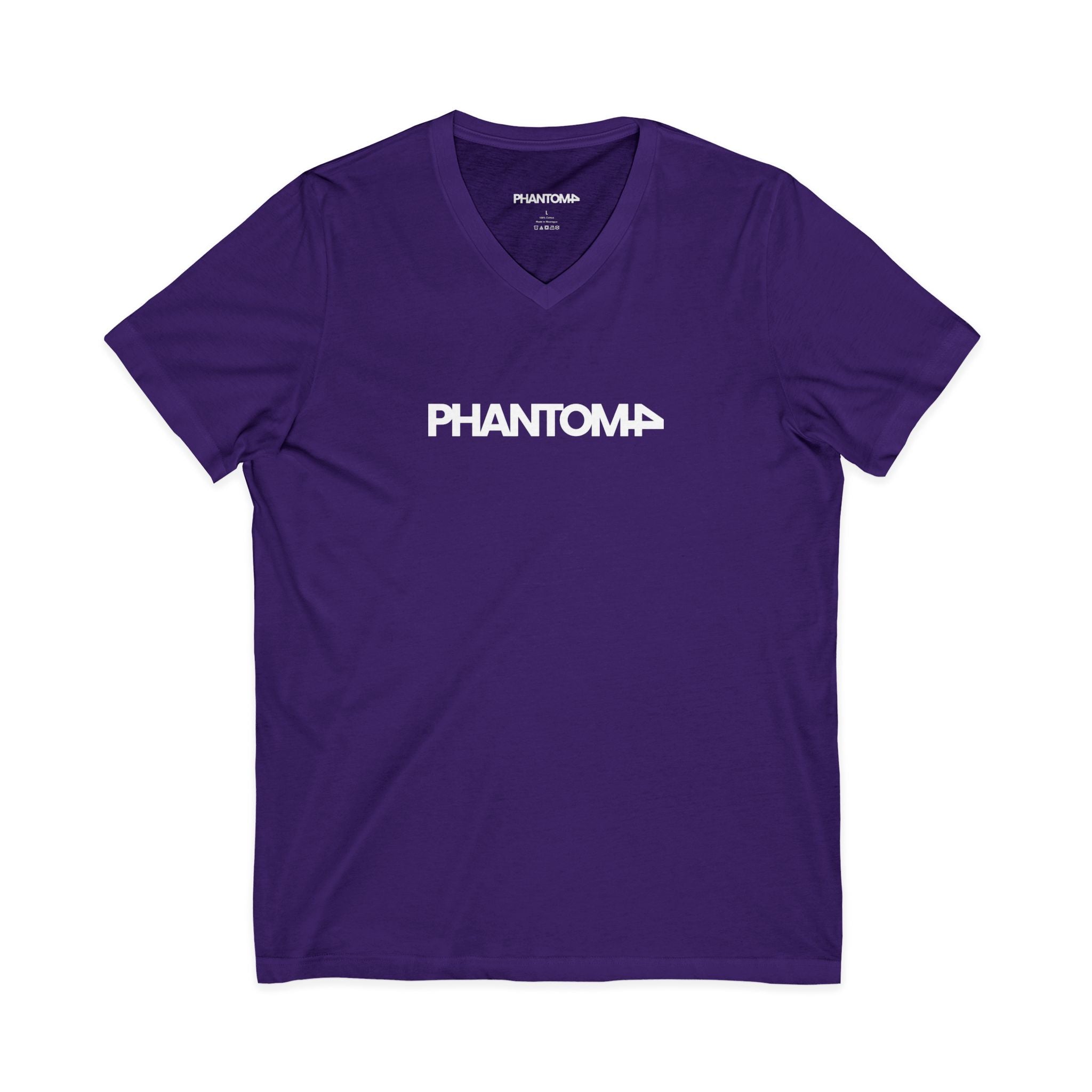 Phantom Logo V-Neck Tee — Minimalist Retro Band-Style Shirt