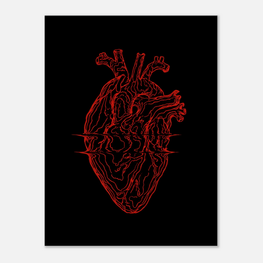 Anatomical Heart – Red Line Art Canvas