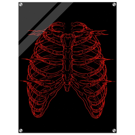 Anatomical Ribcage – Red Line Acrylic Glass Art
