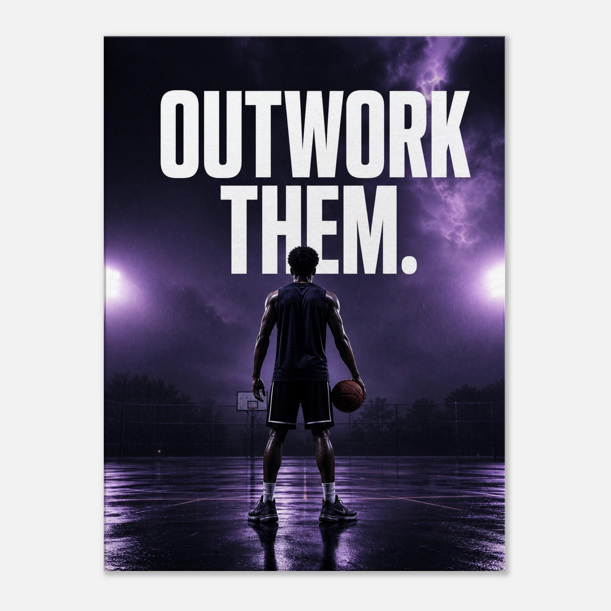 Outwork Them – Basketball Motivation Canvas Art