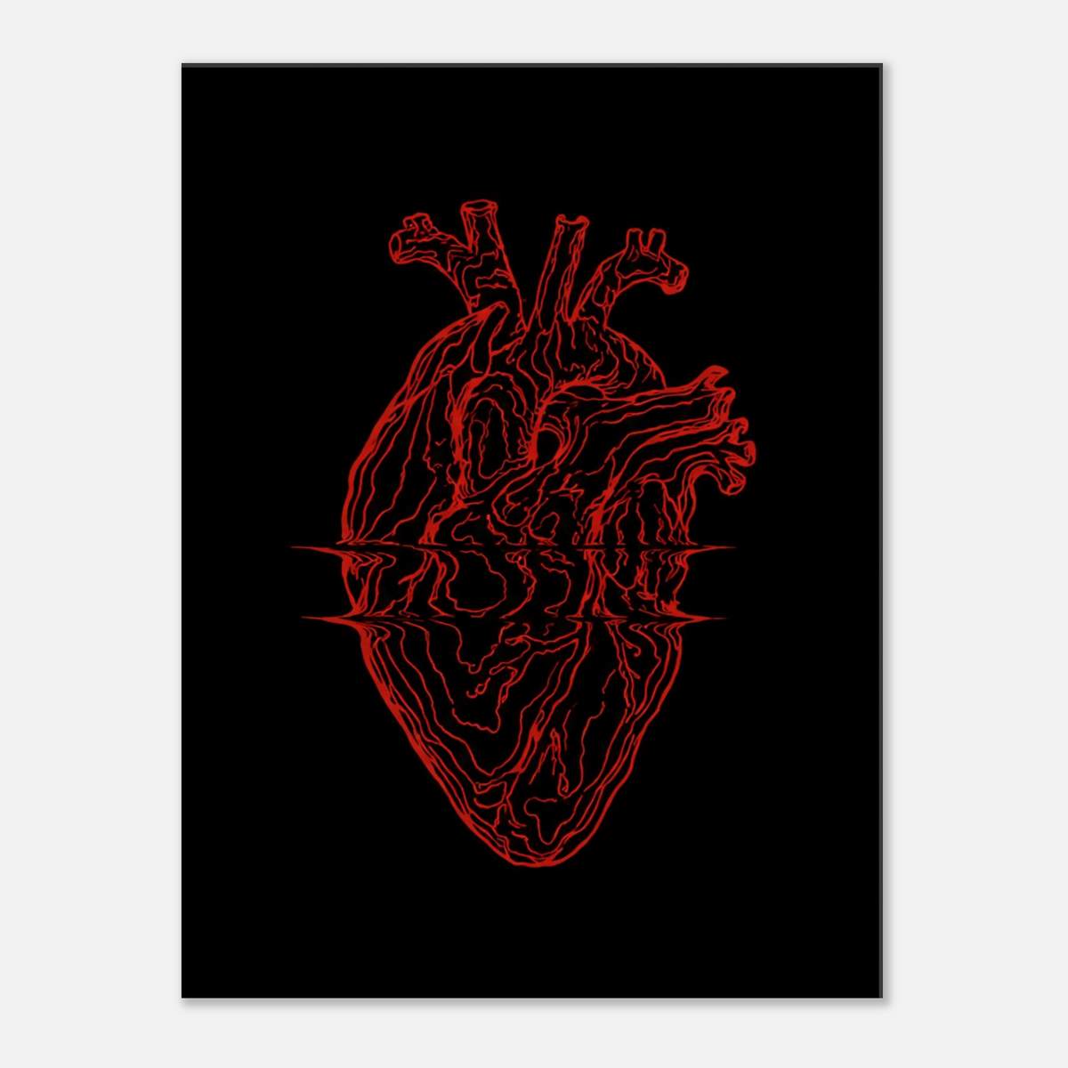 Anatomical Heart – Red Line Art Canvas