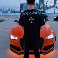 PHANTOM4 Blessed Cross Black Oversized T-Shirt - Phantom 4