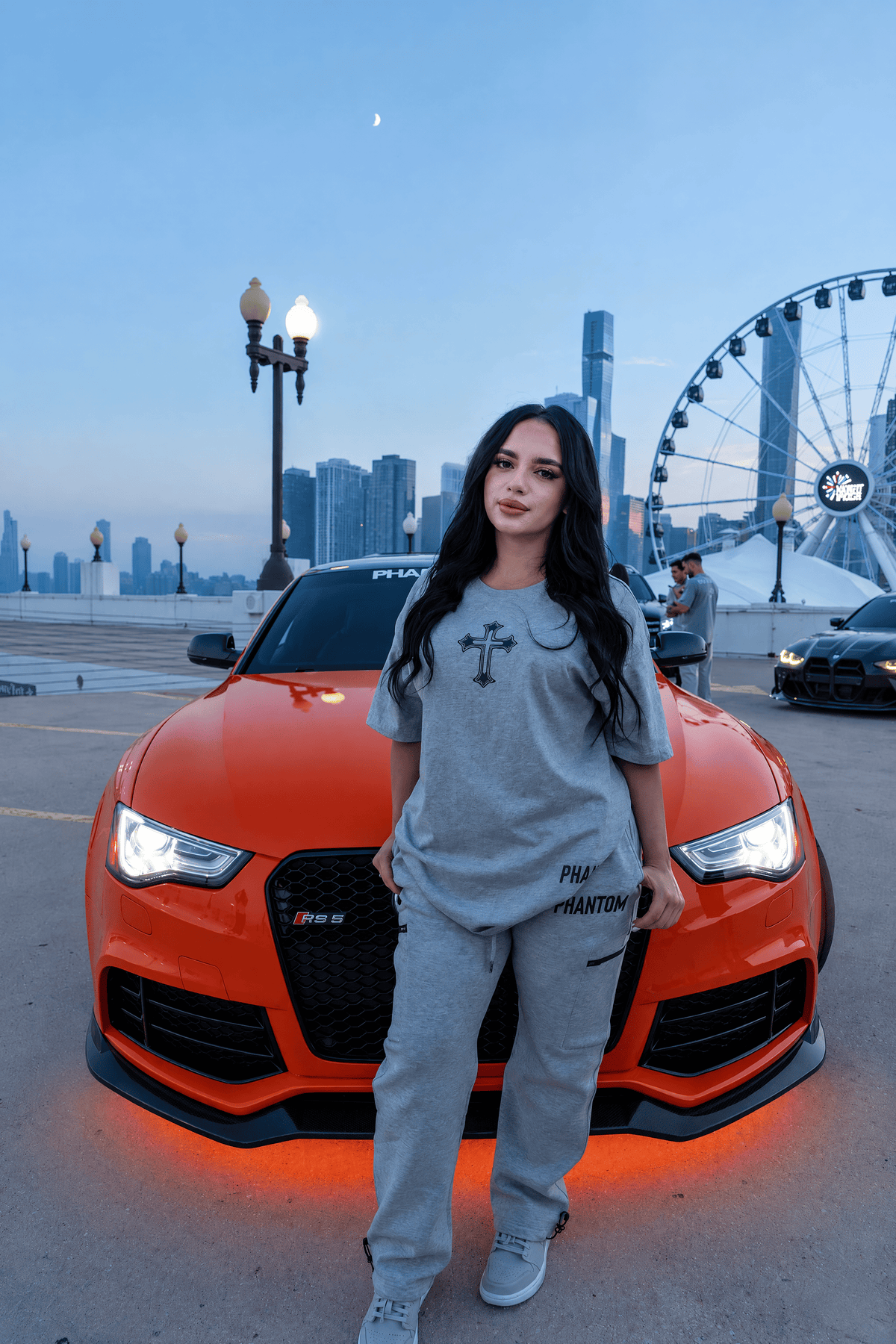 PHANTOM4 Blessed Cross Grey Oversized T-Shirt - Phantom 4