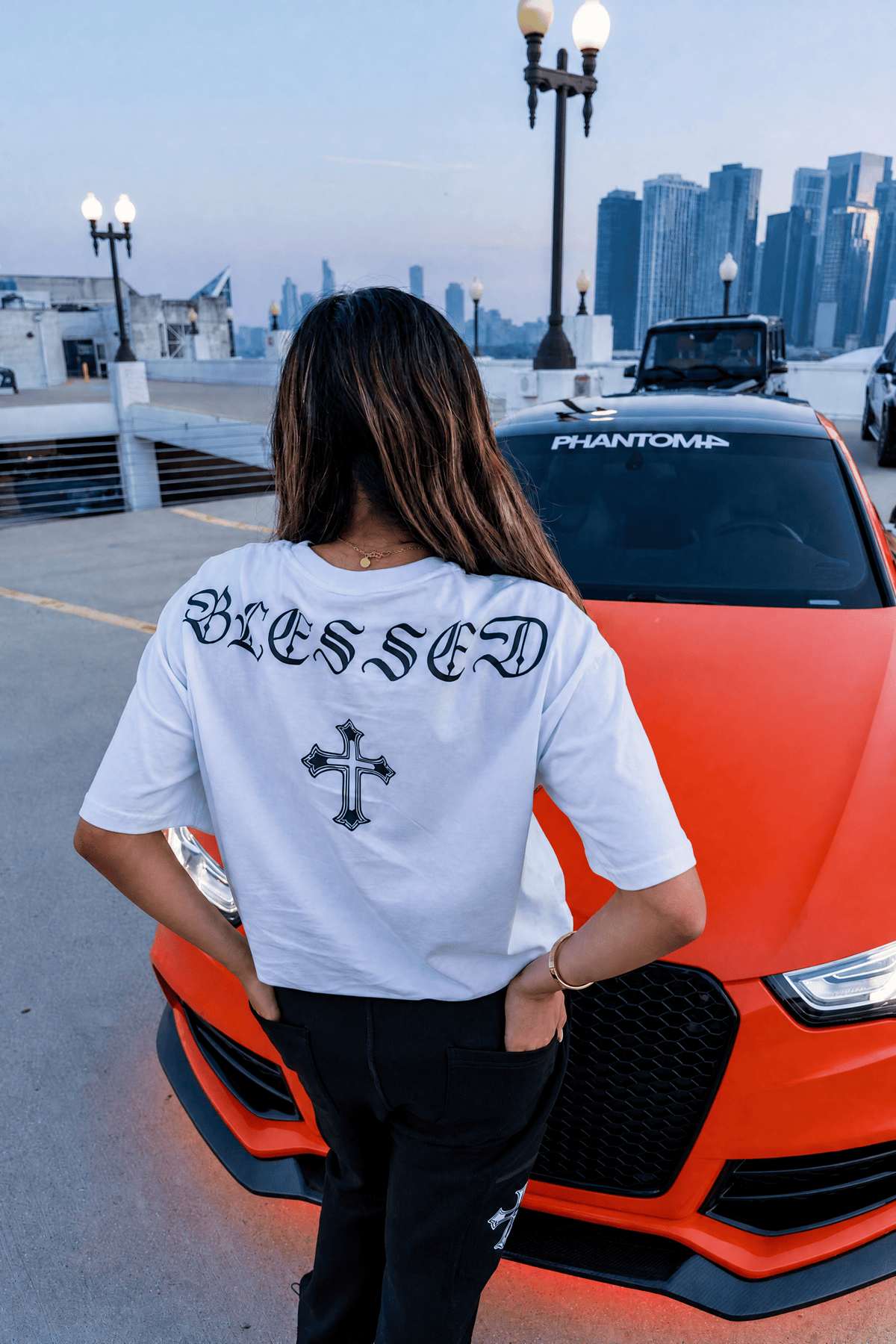 PHANTOM4 Blessed Cross White Oversized T-Shirt - Phantom 4