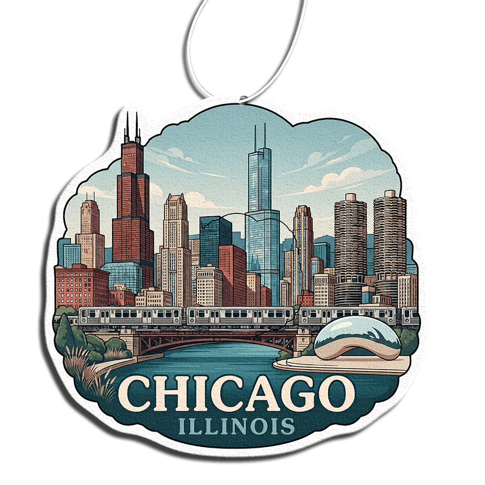 Phantom4 Chicago Illinois Skyline Car Air Freshener - Phantom 4