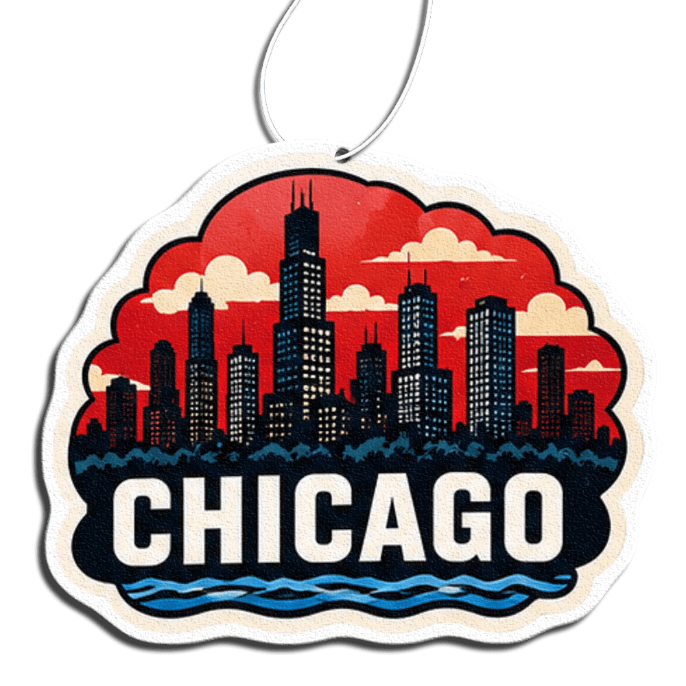Phantom4 Chicago Red Skyline Car Air Freshener - Phantom 4